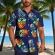 thumbnail image 1 of Blusa y camisa de manga corta con cuello vuelto para hombre, blusa informal de moda con botones estampados, blusa de manga corta con cuello vuelto, blusa de poliéster para hombre, 1 of 6