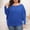 Blue, variant on Babysbule Plus Size Womens Sweaters Women Large Solid Round Neck Sweater Off Shoulder Loose Fashion Knit Women's Fashion