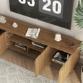 thumbnail image 4 of S-HOME Wood Entertainment Center TV Stand Fluted Style 68 Inch Console with Storage for 55 Inch and Larger TVs，Dark Wood, 4 of 6