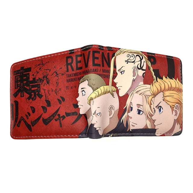 Billetera corta con doble pliegue en piel estilo anime de Tokyo Mikey
