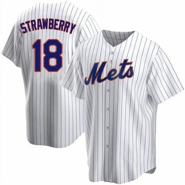 Nueva Camiseta De Béisbol Cardigan New York Mets Baseball #18 Ropa Deportiva De Verano De Fresa Blanca-L (44)