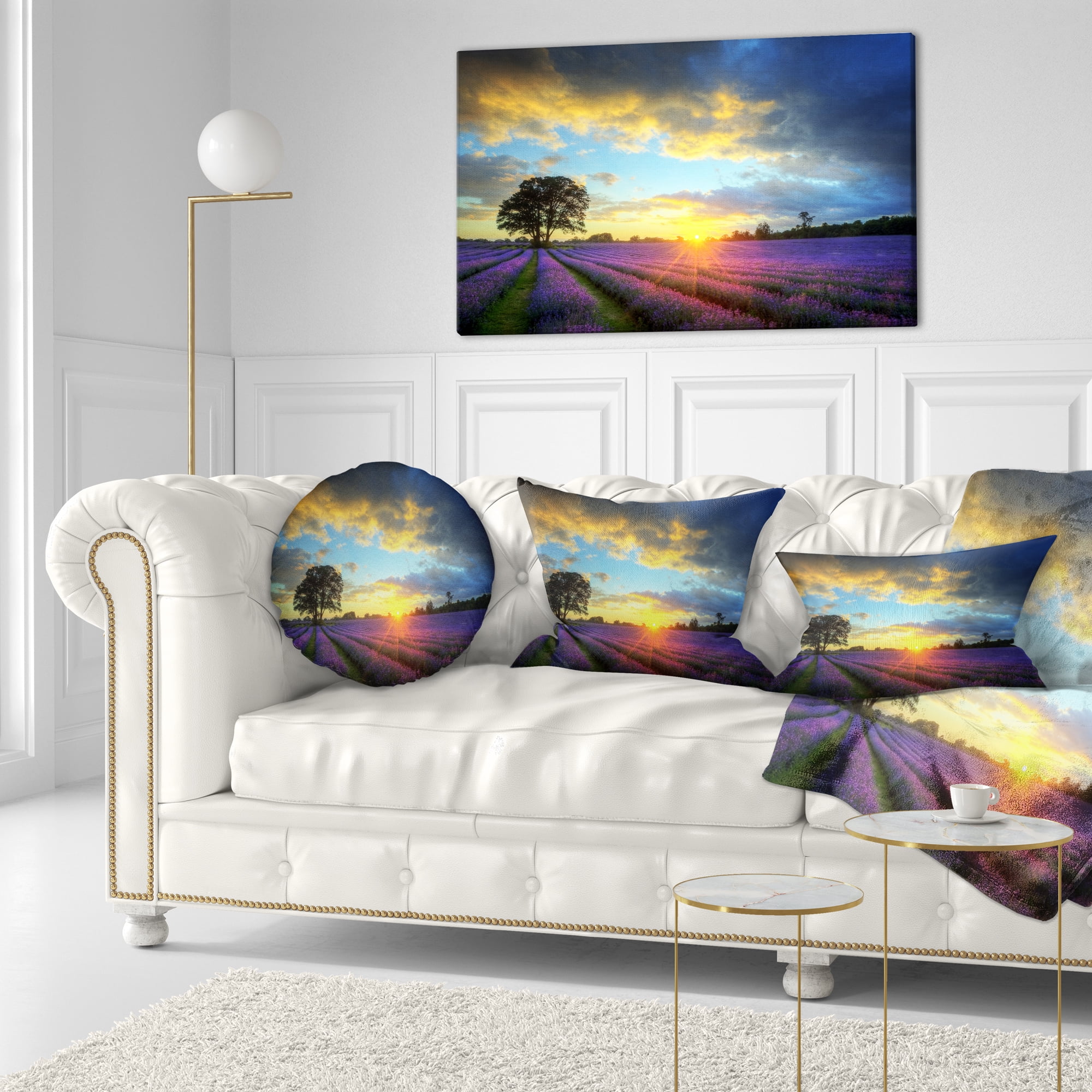 Designart 12" x 20" Purple Polyester Throw Pillow