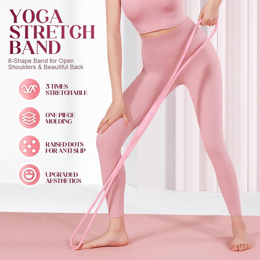 Resistance Bands Figure 8 Exercise Bands with Handles for Women Men, Strength Training Yoga Pilates Elastic Stretch Bands