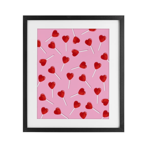 Stupell Industries Eclectic Heart Lollipop Pattern Black Framed Print Under Glass, 17 x 21, by LISH Creative