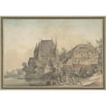 thumbnail image 2 of Samuel Hieronymus Grimm 18x14 Gold Ornate Wood Frame and Double Matted Museum Art Print Titled - View of a Village Alongside a River (1766), 2 of 4