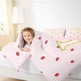 thumbnail image 5 of Meiyoeat Red Strawberry Kawaii Letter H Full Size Bedding Sets 7 Pieces, Cartoon Fruit Stripes Print Full Size Bed in a Bag for Bedroom,Pink Reversible, 5 of 6
