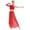 Red, variant on Womens Lyrical Two Pieces Ballet Dance Outfit Sequin Asymmetrical Shoulder Crop Tops with Pants White L