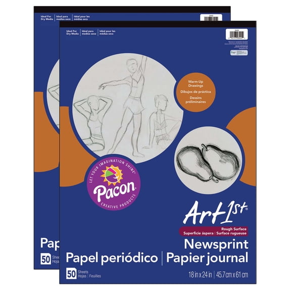 UCreate Newsprint Pad, White, 18" x 24", 50 Sheets, Pack of 2