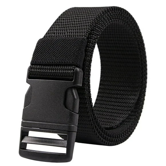Quick Release Nylon Canvas Belt for Men Women Metal-Free Plastic Buckle Military Tactical Belt Outdoor Work Hiking black 120cm