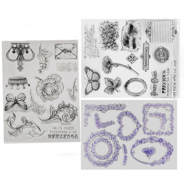 Clear Stamps,3 Pcs Clear Stamp Scrapbooking Clear Stamp Decorative Clear Stamp Convenient Use