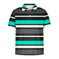 thumbnail image 4 of ZCFZJW Mens Striped Color Block Print T-Shirts Lightweight Casual Summer Short Sleeve Button up V Neck Henley Shirts Loose Regular Fit Comfy Workout Tees Tops Multicolor#04 XL, 4 of 5