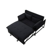 Gewnee 46 Velvet Convertible Sleeper Sofa Bed with Pull-Out Futon Couch for Small Spaces, Apartment & Living Room - Black