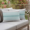 thumbnail image 2 of Outdoor Waterproof Pillow Covers Turquoise Stripe Abstract Geometric Decorative Throw Pillow Protectors,Pillowcase Cushion Cases for Patio Sofa Garden Couch,20x12in,Pack of 2, 2 of 14