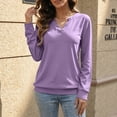 thumbnail image 6 of AGWOLF V Neck Sweatshirt for Women Comfort Long Sleeve Pullover Fall Outfits Casual Women Tops Purple S, 6 of 9
