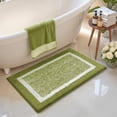 thumbnail image 2 of PABUBE Bathroom Rug, Soft Absorbent Bathroom Mat and Bath Mat, Premium Microfiber Shag Bath Rug Machine Washable (20"x32",Pine Green and White), 2 of 10