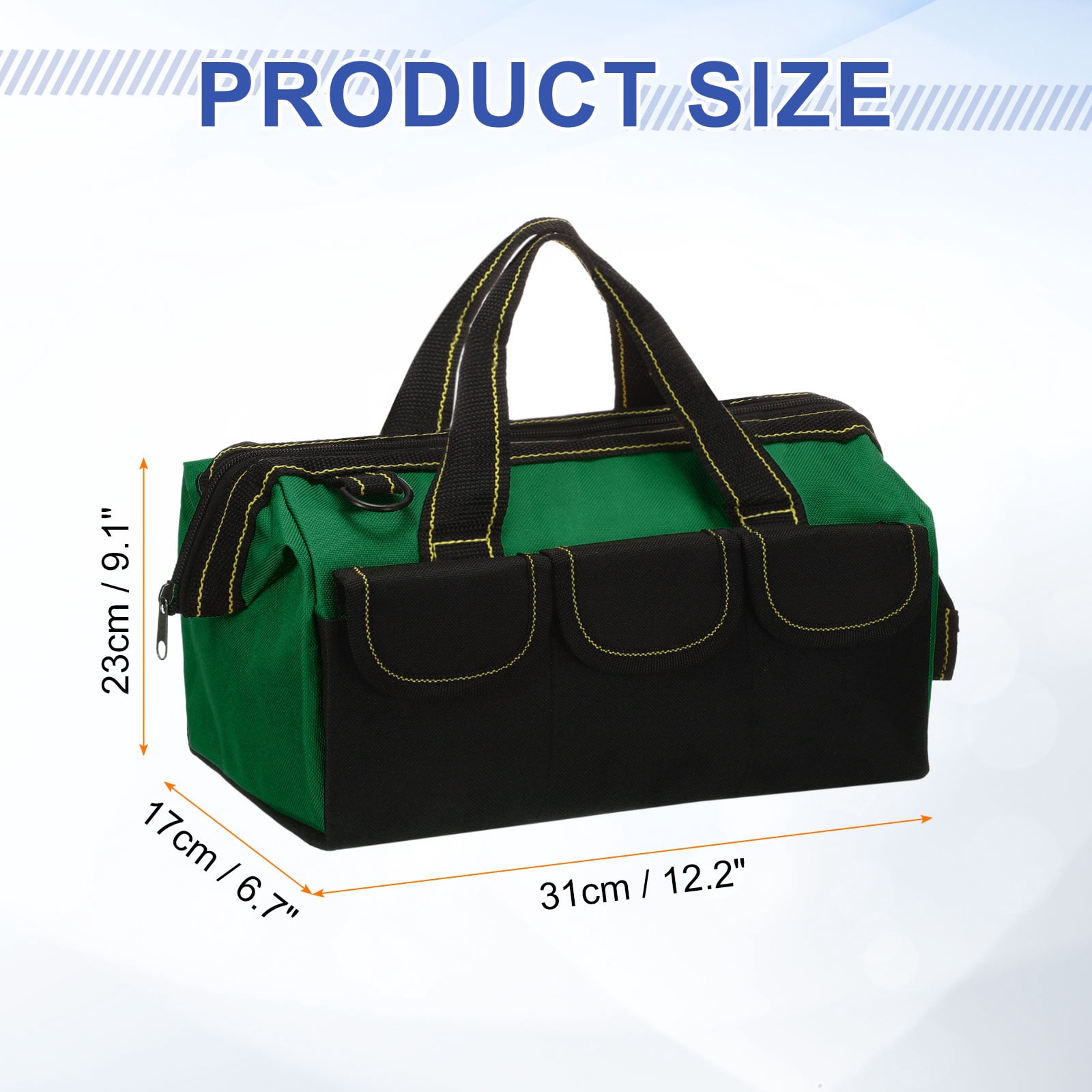 Uxcell Wide Mouth Tool Bag 12.2 Inch Tote Bag with Adjustable Strap, Army Green