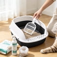 thumbnail image 4 of Semi-Enclosed Large Cat Litter Box, High Sides Odor Cat Litter Pan with Cat Scooper, Top Entry Cat Litter Box, Detachable Easy Clean, Cat Necessities 15.35×12.60×6.69 Inch (Blue), 4 of 6