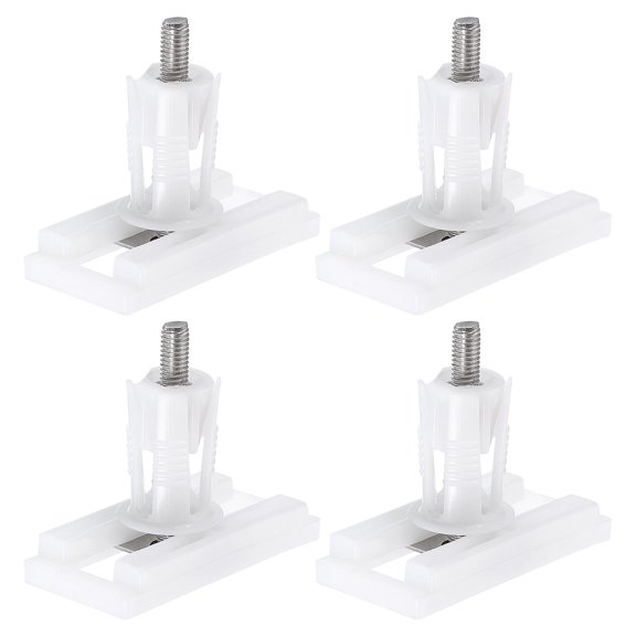 4Pcs Toilet Seat Cover Hinge, 50mm Blind Hole Rectangular Bolts with Nuts Washers Toilet Seat Top Cover Lid Seat Fixings, White