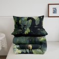 thumbnail image 5 of Manfei Woodland Dragon Animals King Size Comforter Sets,Vintage Trees Plant Comforters King Size,Green Black,Black Reversible,3 Pieces,1 Comforter and 2 Pillowcases, 5 of 7