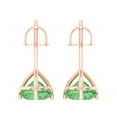 thumbnail image 4 of Rose Solid Solid Gold Solitaire Stud Everyday Dainty Earrings - 4 Ct Brilliant Round Cut Studs Green Diamond 14K, Everyday Dainty Earrings Screw Back, 4 of 7