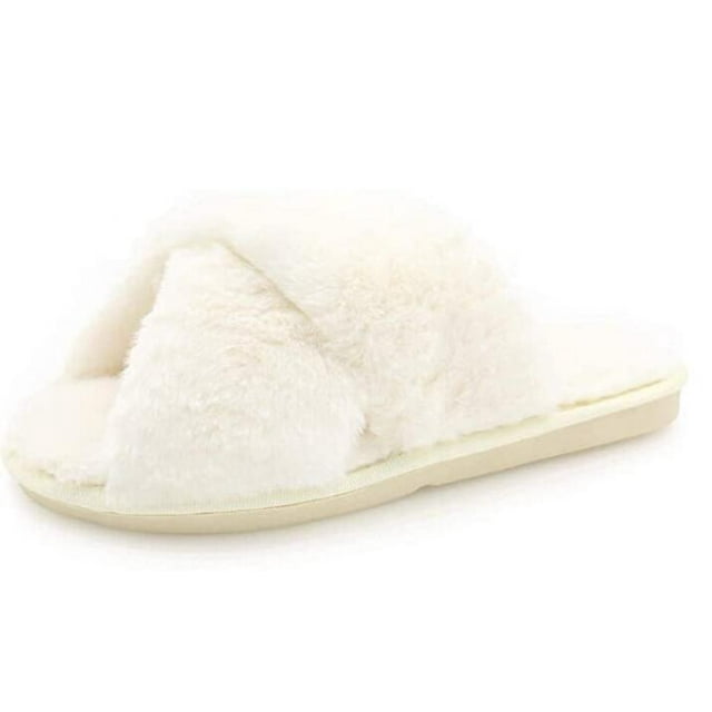 Pantoufles Femme Hiver Chaudes en Peluche Pantoufles Antidérapantes Plates Tongs Pantoufles Intérieur / Extérieur