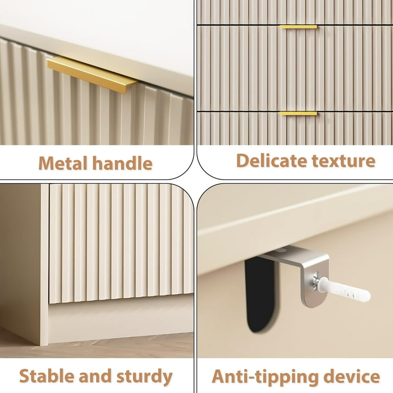 beige dresser with gold handles Antonella Double Dresser in Antonella Beige main image 0