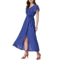 thumbnail image 4 of INSPIRE CHIC Wrap Dress for Women's Cap Sleeve Ruffled V Neck Casual Maxi Dresses Blue XL, 4 of 5