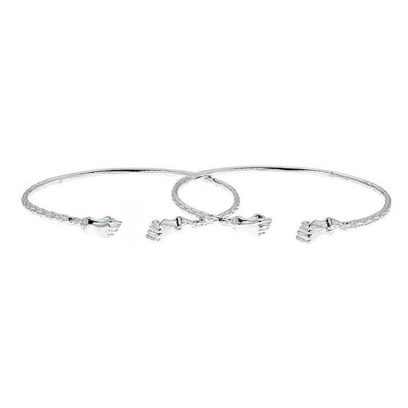 Better Jewelry Solid .925 Sterling Silver Small Fist Bangles; 15 grams (Made in USA), 1 pair