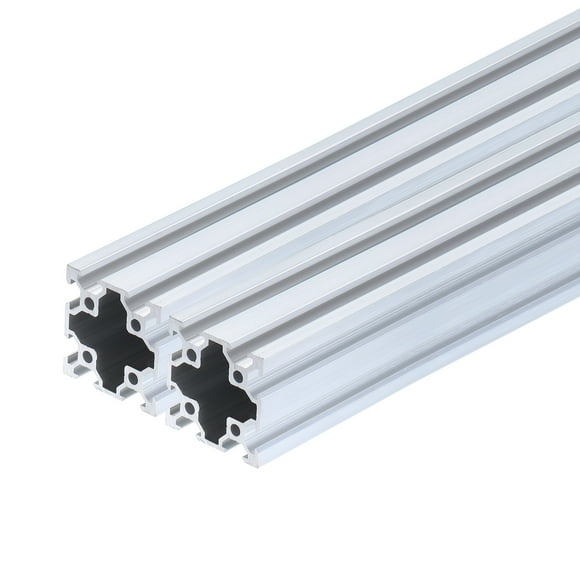 Unique Bargains 2 Pcs 4040 V Slot Aluminum Extrusion 500mm(19.68 Inch) Silver European Standard Anodized Linear Rail