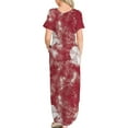 thumbnail image 4 of SMihono Robe Maxi Bohème d'Été pour Femmes Grande Taille Robes Maxi d'Été Décontractées Col Rond Croisé Manches Courtes Fente Vacances Plage Longue Robe Plage Swing Robe d'Été, 4 of 6