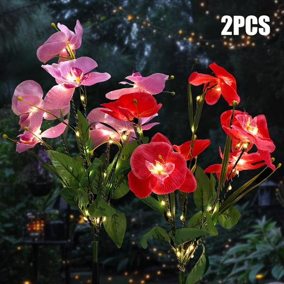 topjuju Solar Lights Outdoor Patio Garden Decor, 2 Pack Rose Solar Flowers Lights, Outdoor Garden Waterproof Decorative 6 Heads for Lawn Backyard, Holiday Décor