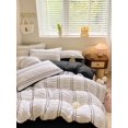 thumbnail image 2 of White Black Stripe Ruffled Seersucker Duvet Cover Soft Princess Solid Color Bedding Set with Fitted Sheet Pillowcases Simple, 2 of 6