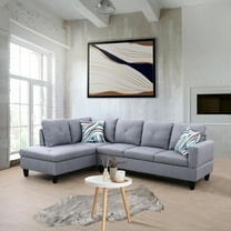 Lifestyle Furnitures Left facing sectional sofa-Color:Gray,Material:Linen
