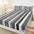 thumbnail image 4 of jejeloiu Minimal Striped Queen Sheets For Men Women,Modern Aztec Print Queen Sheet Sets,Black White Gray,4 Pieces,1 Flat Sheet, 1 Fitted Sheet and 2 Pillowcases, 4 of 6