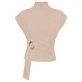 thumbnail image 4 of Rhuody Womens Shirts Short Sleeve Crew Neck Button Front Solid Color Tee Fashion Wear Khaki, 4 of 4