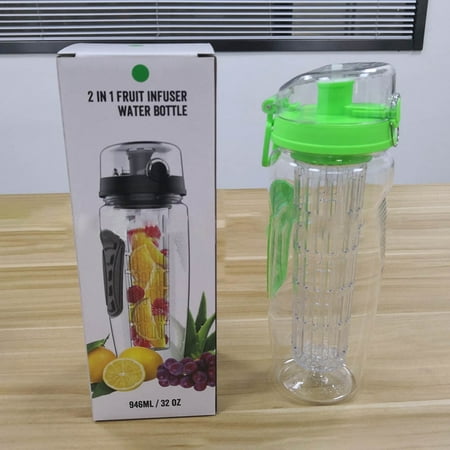 AkoaDa 1000ml Fruit Infusing Infuser Water Bottle BPA-Free Plastic Sports (Best Detox Water Bottle)