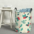 thumbnail image 3 of DouZhe Waterproof Collapsible Large Laundry Baskets, Beige Photinia Arbutifolia Prints Circular Hamper with Handles, 3 of 7
