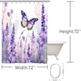 thumbnail image 3 of 4 Pcs Purple Floral Lavender Flower Shower Curtain Set Bathroom Sets with Waterproof Fabric Shower Curtain and Non-Slip Rugs Toilet Lid Cover Bath Mat Decor with Hooks(72x72 Inch), 3 of 6