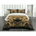 thumbnail image 3 of Ambesonne Wolf Quilted Bedspread Set 3 Pcs, Card Style Angry Animal, Queen Size, Black Pale Caramel, 3 of 5