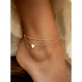 thumbnail image 3 of ChainsProMax 18K Gold Plated Ankle Bracelets for Women Layered Heart Anklets Foot Chain Summer Beach Gift, 3 of 7