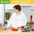 thumbnail image 3 of CHEFOLLA Cortador de Verduras, Rallador de Acero Inoxidable Cocina, Multifuncional Picador de Verduras con 5 Cuchillas Ajustable, Cepillo de Limpieza y Guante Resistente a Corte, para Cebollas, Papas, 3 of 8