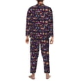 thumbnail image 7 of Salouo Mexican Flowers Birds Print Button-Front Long Sleeve Pajama Set for Men, Soft 2Pjs Men's Long Sleeve Sleepwear -X-Large, 7 of 7