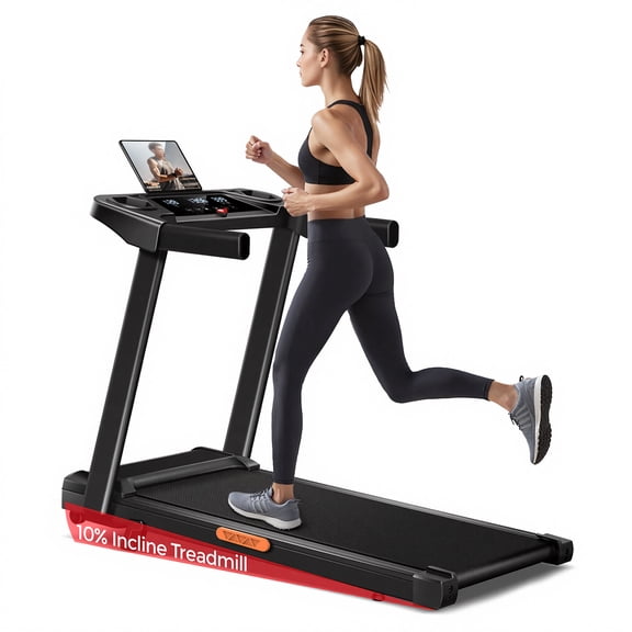 ROBORE SF10 Treadmill, 12% Incline, Electric Treadmill 12KM/H, Foldable for home, 3.0 HP Motor, LED Display, Maximum Load 136KG - Black