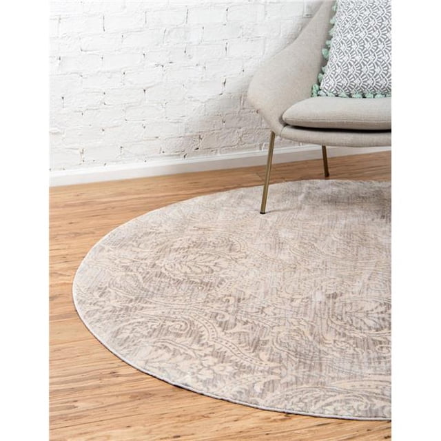 Unique Loom 3127088 6 x 6 Pi. Tapis Rond de Chêne de Paris&44; Taupe