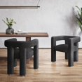 thumbnail image 2 of BELLEZE Modern Boucle Chair, Linen Dining Chair with Barrel Sidearms and Back, Minimalist Upholstered Kitchen Armchair for Dining Room - Lisbon (Black), 2 of 7