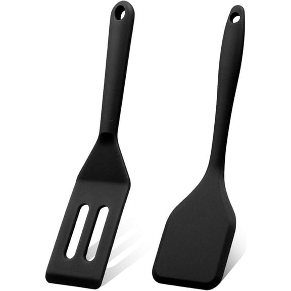 Mini Silicone Brownie Serving Spatula Set Flexible Non Stick Serve Turner Heat Resistant Cooking Spatula for Flip Eggs Crepe Steak Pizza Kitchen Utensil (Red, Black)
