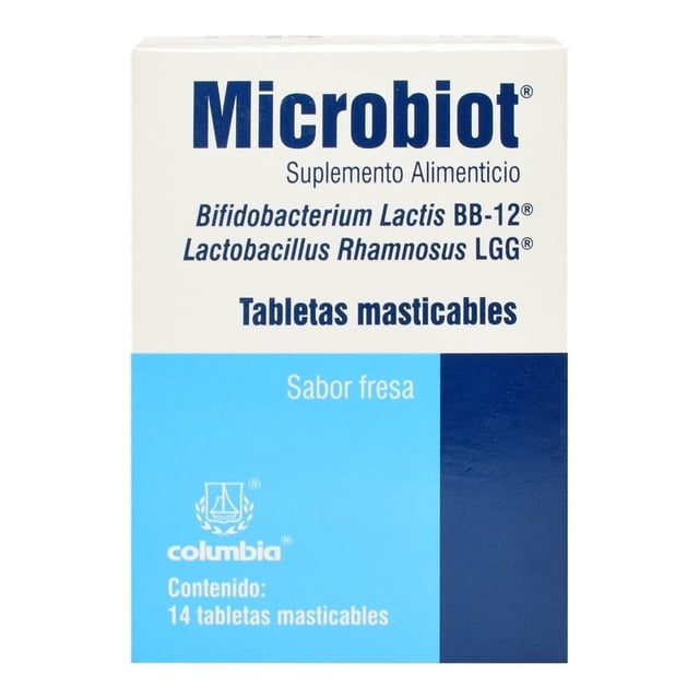 Suplemento alimenticio Microbiot sabor fresa 14 tabletas masticables