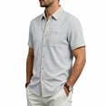 thumbnail image 4 of Fanshiluo Men's Collared Short Sleeve Button Down Shirt with Chest Pocket,Size:M,Big and Tall Men, 4 of 9