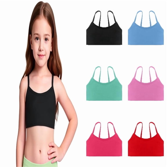DGMIOCS Girls Bikini Top UPF 50 , Bathing Suit Top for Girls Size: 4-5 Years Black