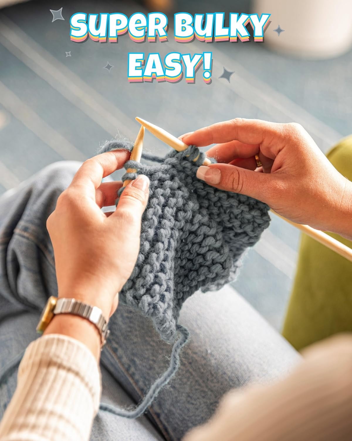 Complete Knitting Kit for Beginners - Includes Thick Yarn, Bamboo Needles, Video Tutorials & Guide to Learn How to Knit